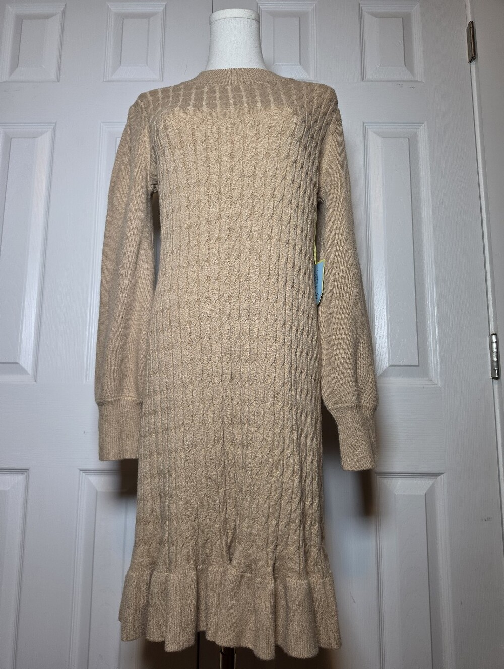 Cece Women's Cable Knit Ruffle-Hem Sweater Cozy Boho Dress